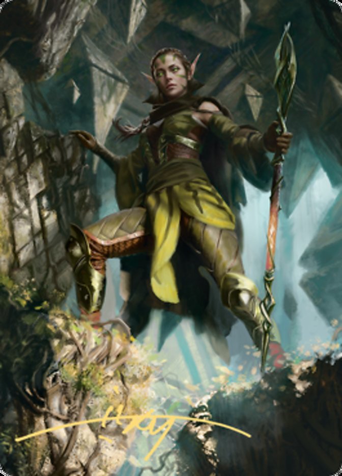 Nissa of Shadowed Boughs 1 Art Card (Gold-Stamped Signature) [Zendikar Rising Art Series] | Exor Games Truro