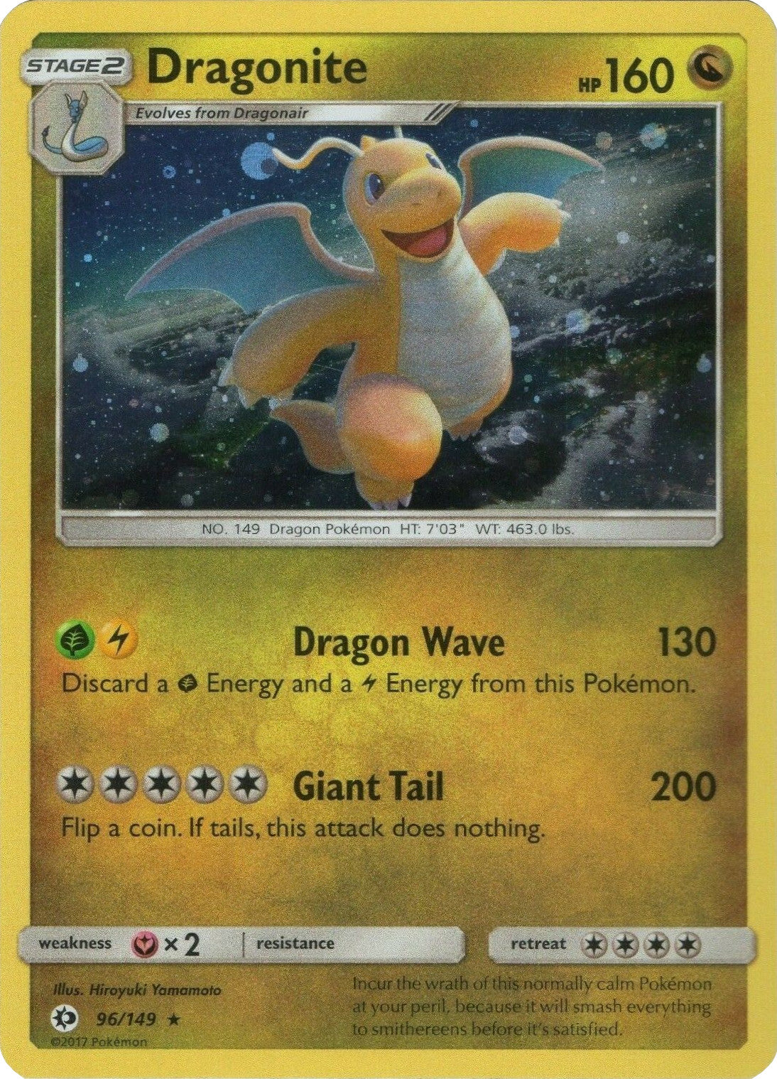 Dragonite (96/149) (Cosmos Holo) [Sun & Moon: Base Set] | Exor Games Truro