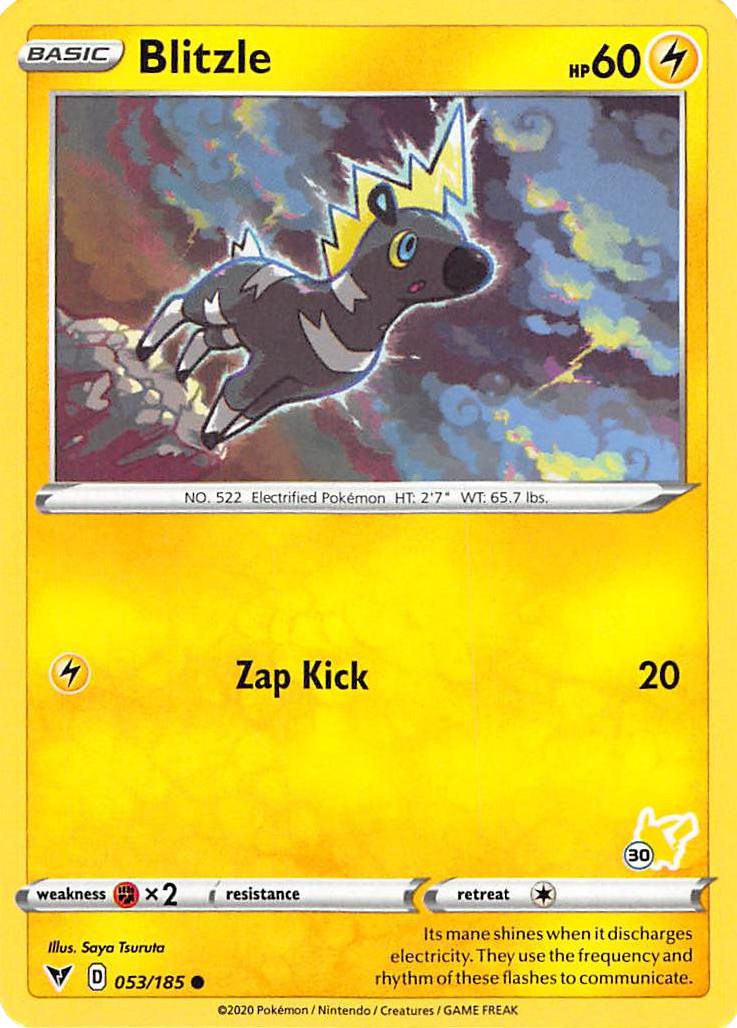 Blitzle (053/185) (Pikachu Stamp #30) [Battle Academy 2022] | Exor Games Truro