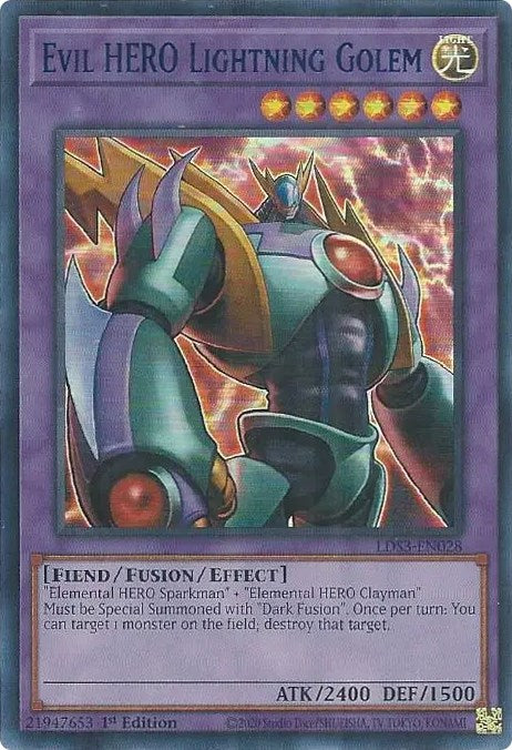 Evil HERO Lightning Golem (Blue) [LDS3-EN028] Ultra Rare | Exor Games Truro