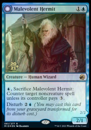 Malevolent Hermit // Benevolent Geist [Innistrad: Midnight Hunt Prerelease Promos] | Exor Games Truro