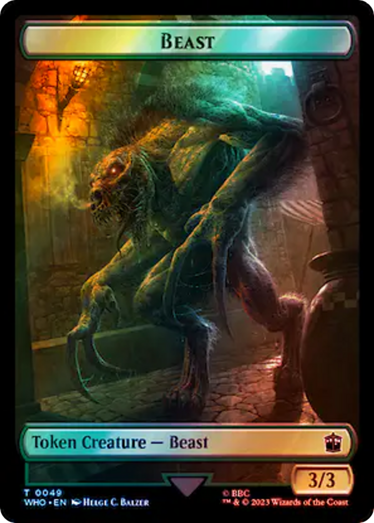 Soldier // Beast Double-Sided Token (Surge Foil) [Doctor Who Tokens] | Exor Games Truro