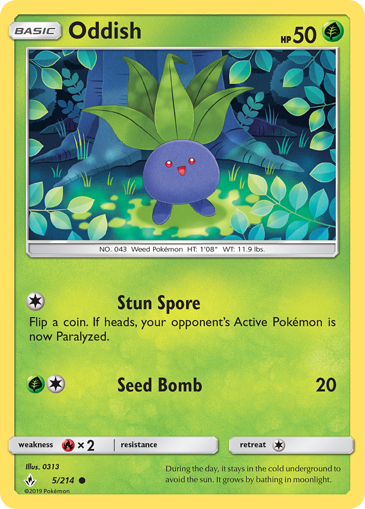 Oddish (5/214) [Sun & Moon: Unbroken Bonds] | Exor Games Truro