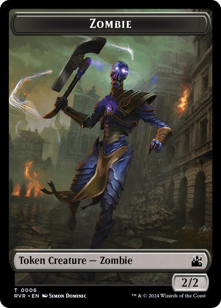 Elf Knight // Zombie Double-Sided Token [Ravnica Remastered Tokens] | Exor Games Truro