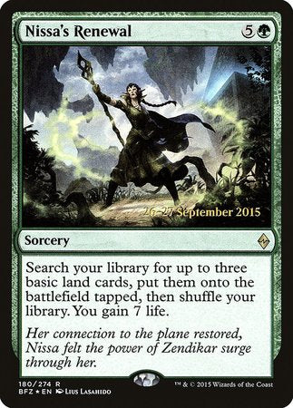 Nissa's Renewal [Battle for Zendikar Promos] | Exor Games Truro