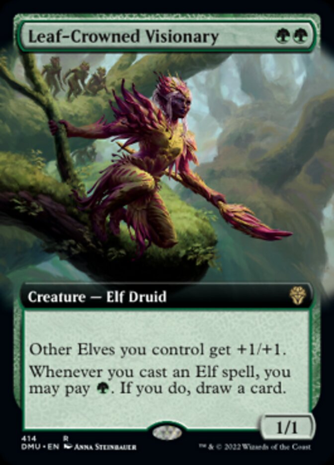 Leaf-Crowned Visionary (Extended Art) [Dominaria United] | Exor Games Truro