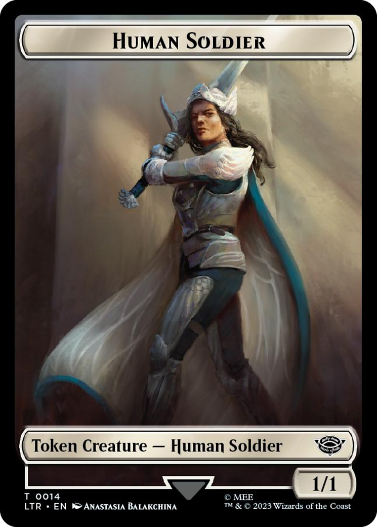 Human Soldier (0014) // Food (0023) Double-Sided Token (Surge Foil) [The Lord of the Rings: Tales of Middle-Earth Tokens] | Exor Games Truro