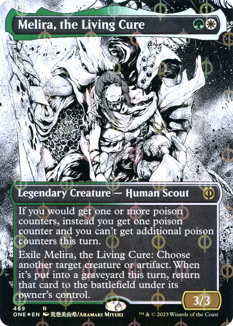 Melira, the Living Cure (Borderless Manga Step-and-Compleat Foil) [Phyrexia: All Will Be One] | Exor Games Truro