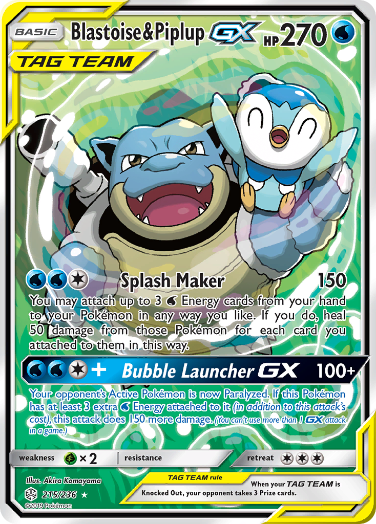 Blastoise & Piplup GX (215/236) [Sun & Moon: Cosmic Eclipse] | Exor Games Truro