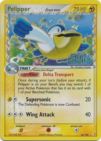 Pelipper (26/100) (Delta Species) (Stamped) [EX: Crystal Guardians] | Exor Games Truro