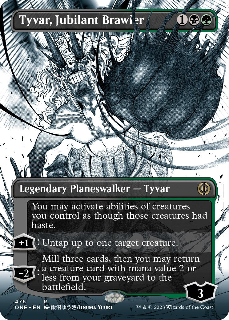 Tyvar, Jubilant Brawler (Borderless Manga Step-and-Compleat Foil) [Phyrexia: All Will Be One] | Exor Games Truro