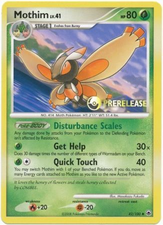 Mothim (42/100) (Prerelease Promo) [Diamond & Pearl: Black Star Promos] | Exor Games Truro
