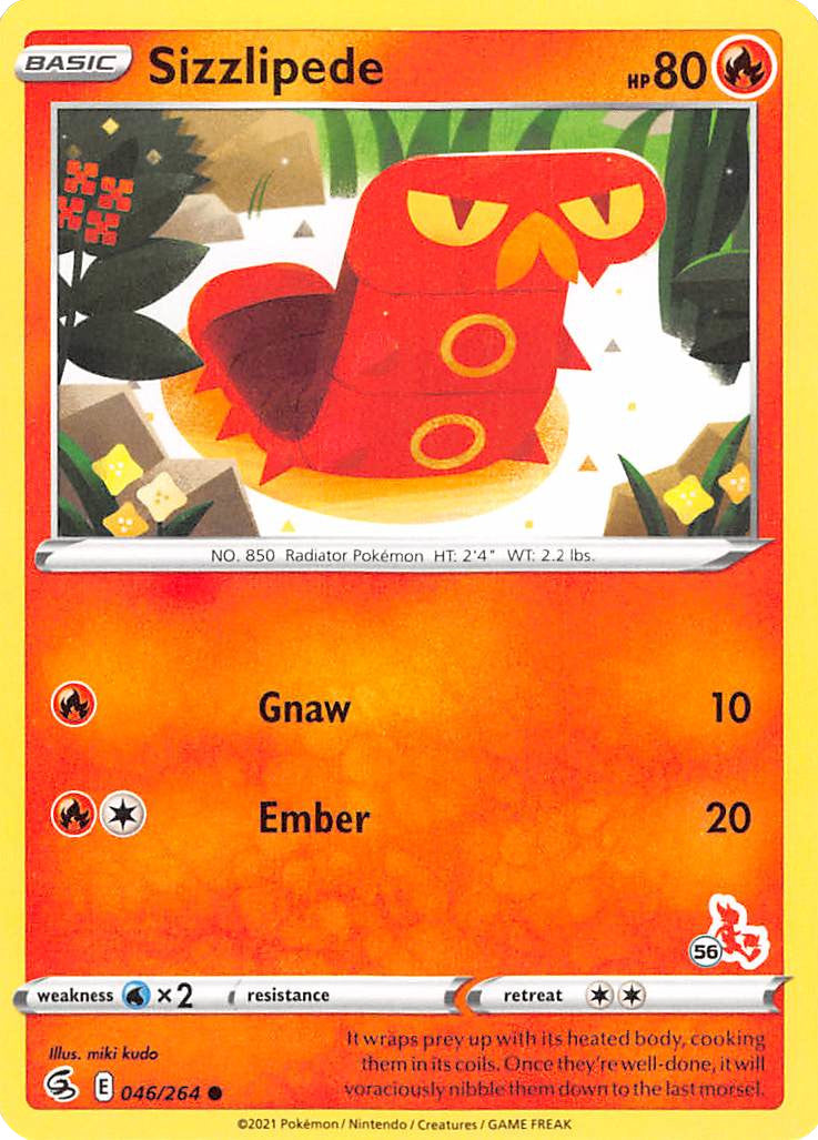 Sizzlipede (046/264) (Cinderace Stamp #56) [Battle Academy 2022] | Exor Games Truro