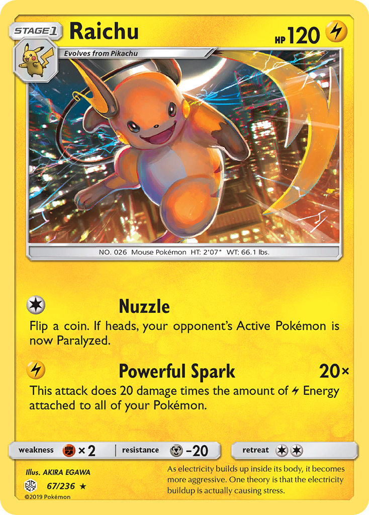 Raichu (67/236) [Sun & Moon: Cosmic Eclipse] | Exor Games Truro