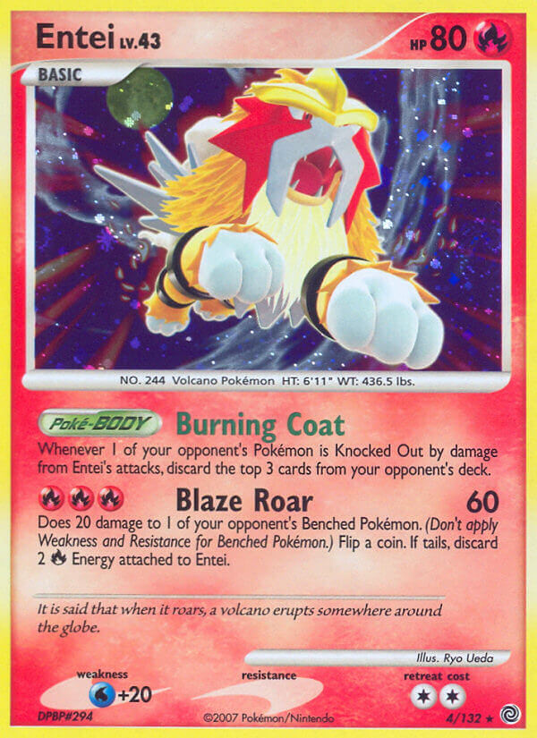 Entei (4/132) (Cracked Ice Holo) [Diamond & Pearl: Secret Wonders] | Exor Games Truro