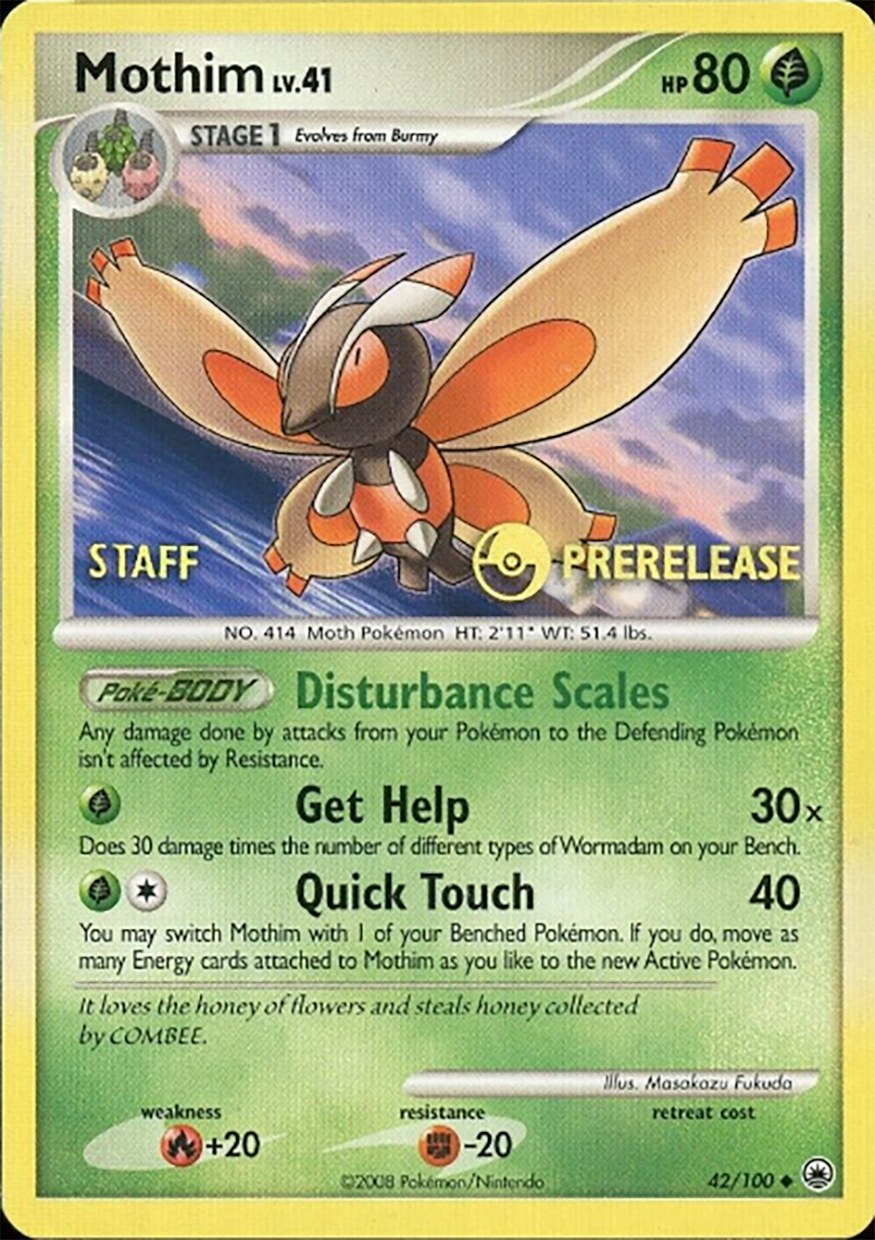 Mothim (42/100) (Staff Prerelease Promo) [Diamond & Pearl: Majestic Dawn] | Exor Games Truro