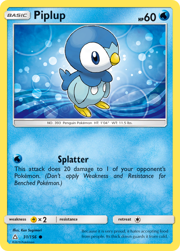 Piplup (31/156) [Sun & Moon: Ultra Prism] | Exor Games Truro