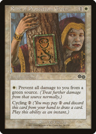 Rune of Protection: Green [Urza's Saga] | Exor Games Truro