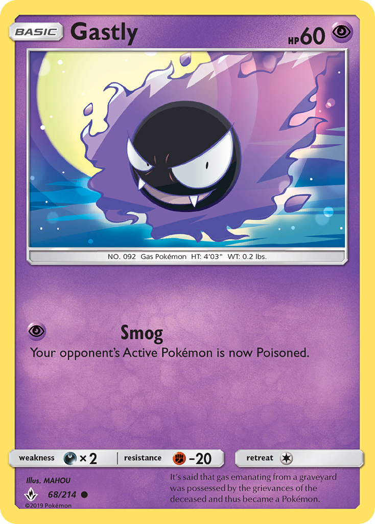 Gastly (68/214) [Sun & Moon: Unbroken Bonds] | Exor Games Truro