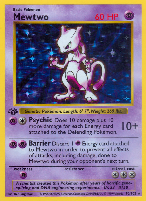 Mewtwo (10/102) (Shadowless) [Base Set 1st Edition] | Exor Games Truro