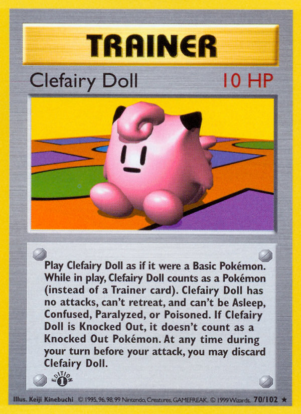 Clefairy Doll (70/102) (Shadowless) [Base Set 1st Edition] | Exor Games Truro