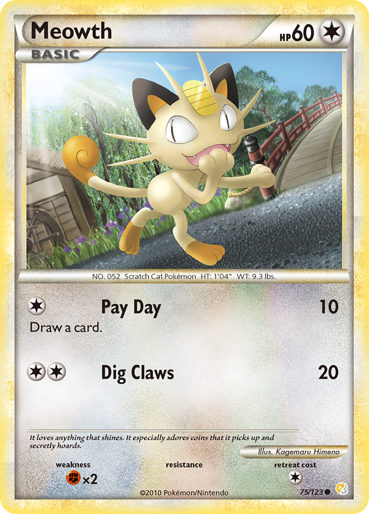 Meowth (75/123) [HeartGold & SoulSilver: Base Set] | Exor Games Truro