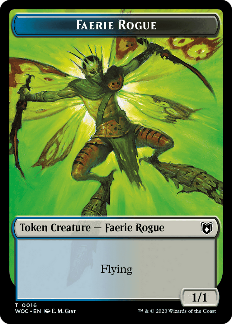 Faerie Rogue // Faerie (0016) Double-Sided Token [Wilds of Eldraine Commander Tokens] | Exor Games Truro