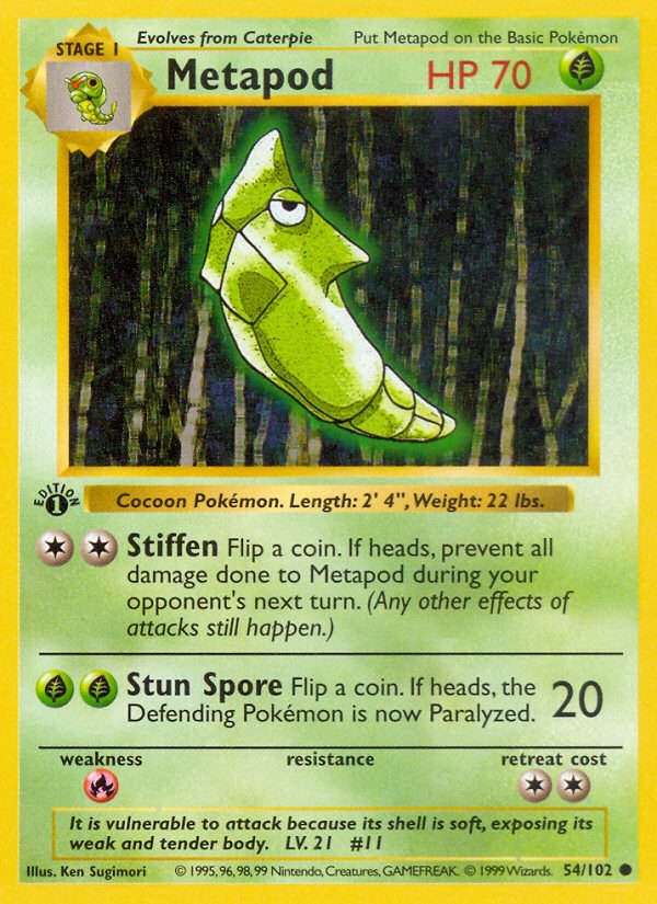 Metapod (54/102) (Shadowless) [Base Set 1st Edition] | Exor Games Truro