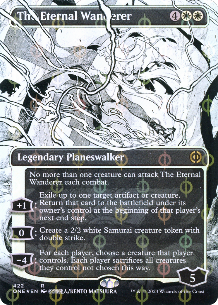 The Eternal Wanderer (Borderless Manga Step-and-Compleat Foil) [Phyrexia: All Will Be One] | Exor Games Truro