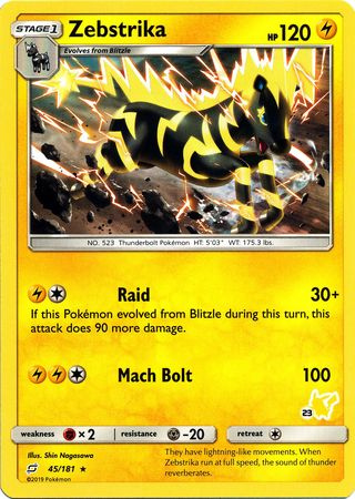 Zebstrika (45/181) (Pikachu Stamp #23) [Battle Academy 2020] | Exor Games Truro