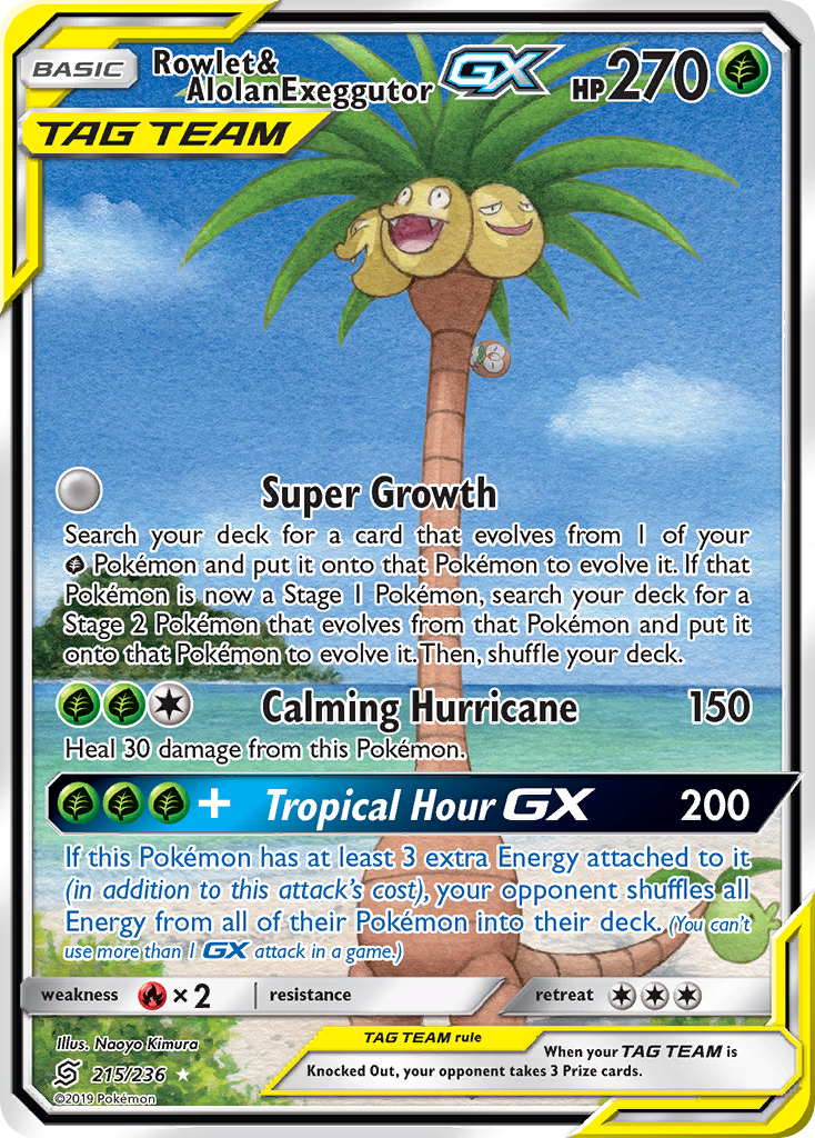 Rowlet & Alolan Exeggutor GX (215/236) [Sun & Moon: Unified Minds] | Exor Games Truro