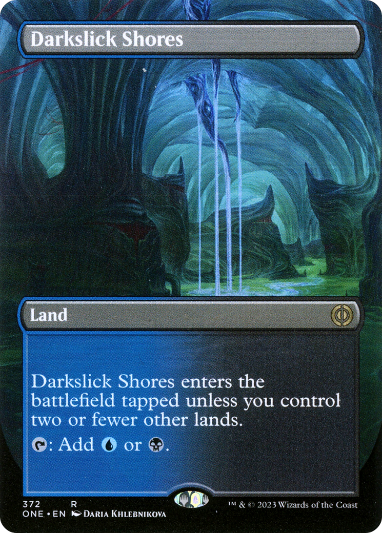 Darkslick Shores (Borderless Alternate Art) [Phyrexia: All Will Be One] | Exor Games Truro