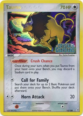 Tauros (12/100) (Stamped) [EX: Crystal Guardians] | Exor Games Truro