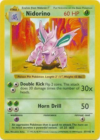 Nidorino (37/102) [Base Set Shadowless Unlimited] | Exor Games Truro