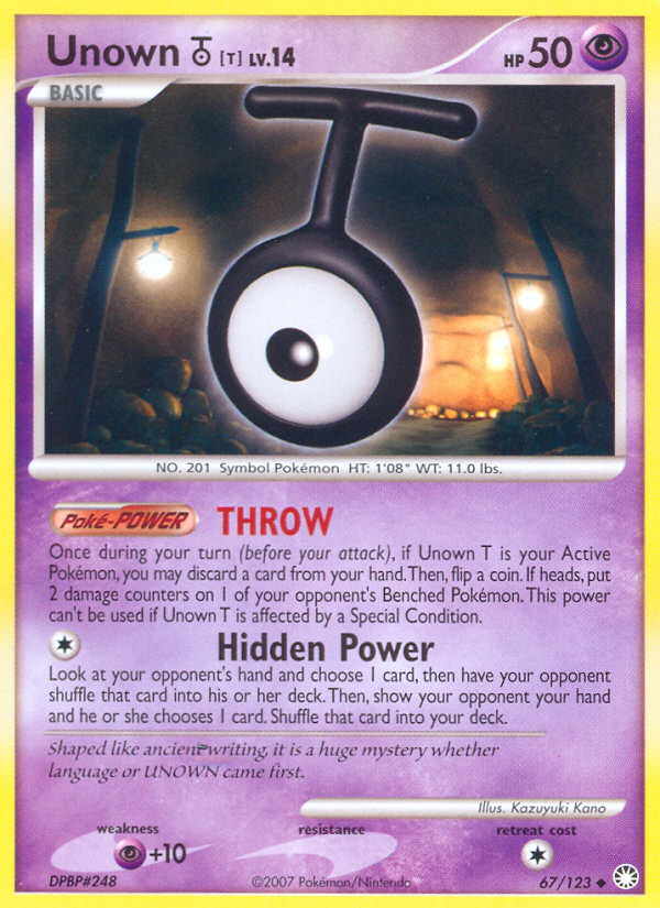 Unown T (67/123) [Diamond & Pearl: Mysterious Treasures] | Exor Games Truro