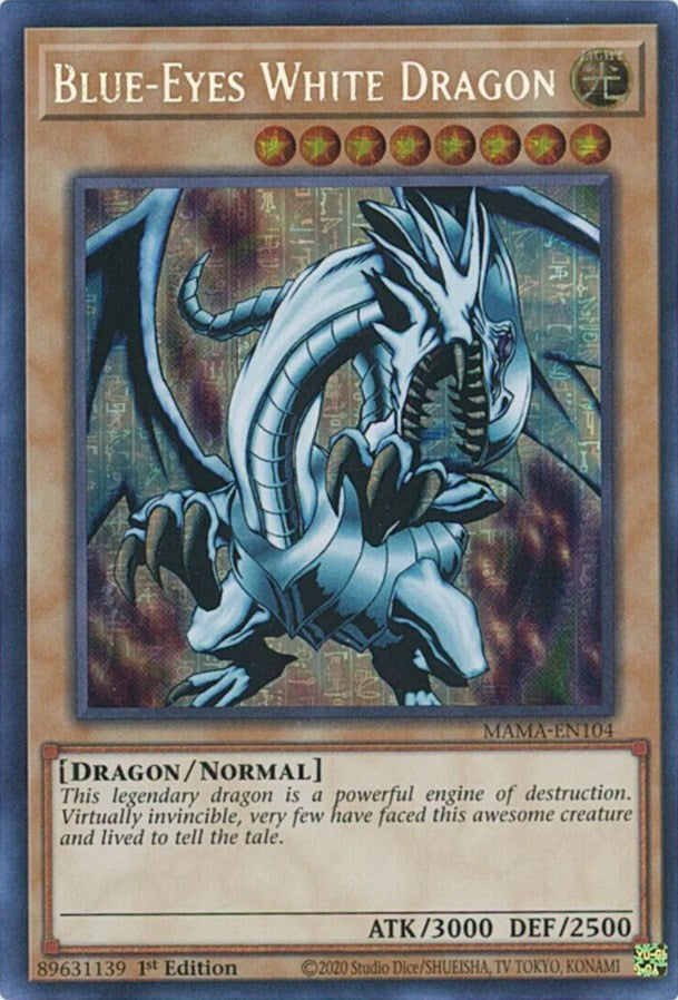 Blue-Eyes White Dragon [MAMA-EN104] Secret Pharaoh's Rare | Exor Games Truro