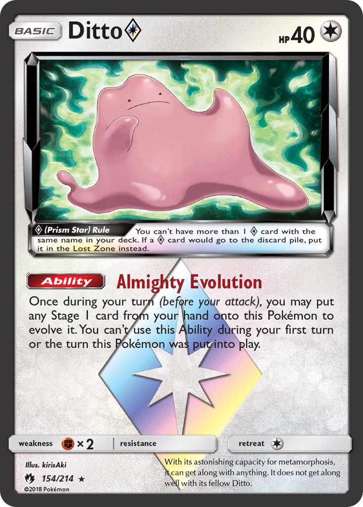 Ditto (154/214) (Prism Star) [Sun & Moon: Lost Thunder] | Exor Games Truro