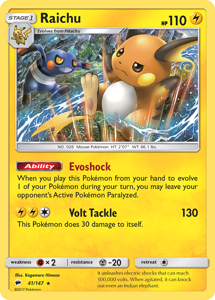 Raichu (41/147) [Sun & Moon: Burning Shadows] | Exor Games Truro