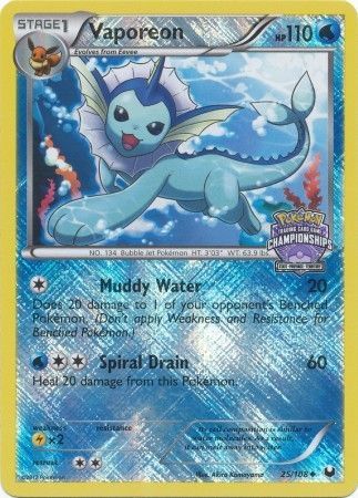 Vaporeon (25/108) (State Province Championship 2013 Promo) [Black & White: Dark Explorers] | Exor Games Truro