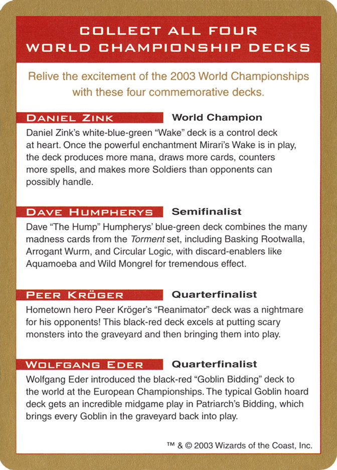 2003 World Championships Ad [World Championship Decks 2003] | Exor Games Truro