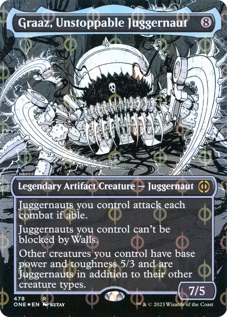 Graaz, Unstoppable Juggernaut (Borderless Manga Step-and-Compleat Foil) [Phyrexia: All Will Be One] | Exor Games Truro