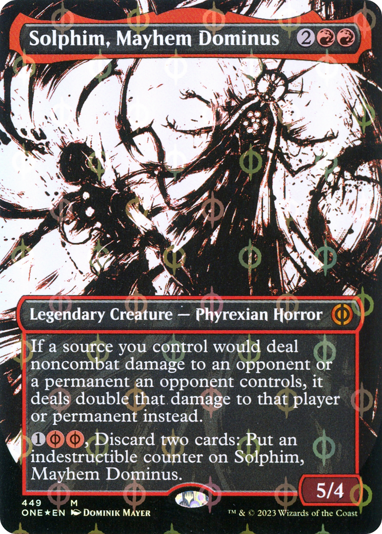 Solphim, Mayhem Dominus (Borderless Ichor Step-and-Compleat Foil) [Phyrexia: All Will Be One] | Exor Games Truro