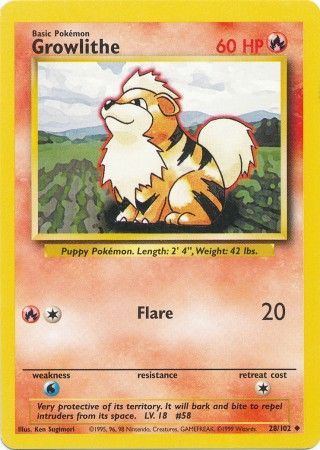 Growlithe (28/102) [Base Set Unlimited] | Exor Games Truro