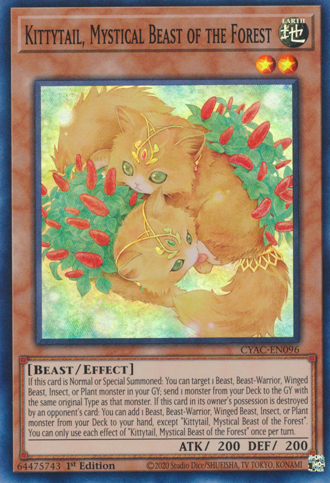 Kittytail, Mystical Beast of the Forest [CYAC-EN096] Super Rare | Exor Games Truro