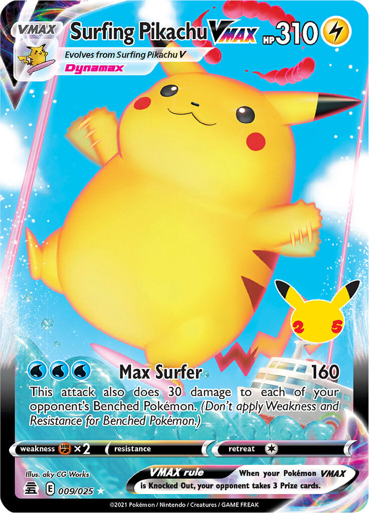 Surfing Pikachu VMAX (009/025) [Celebrations: 25th Anniversary] | Exor Games Truro