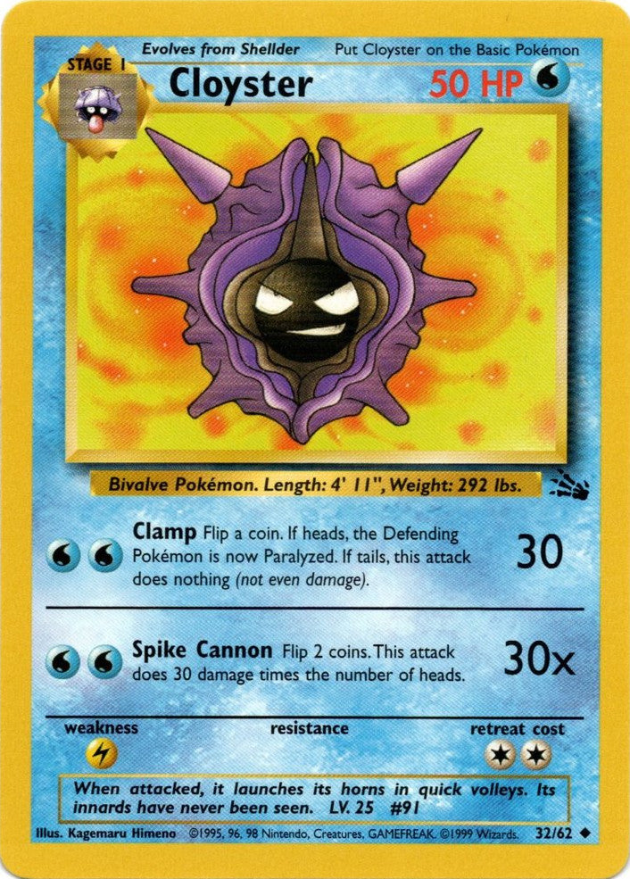 Cloyster (32/62) [Fossil Unlimited] | Exor Games Truro