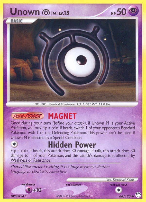 Unown M (66/123) [Diamond & Pearl: Mysterious Treasures] | Exor Games Truro