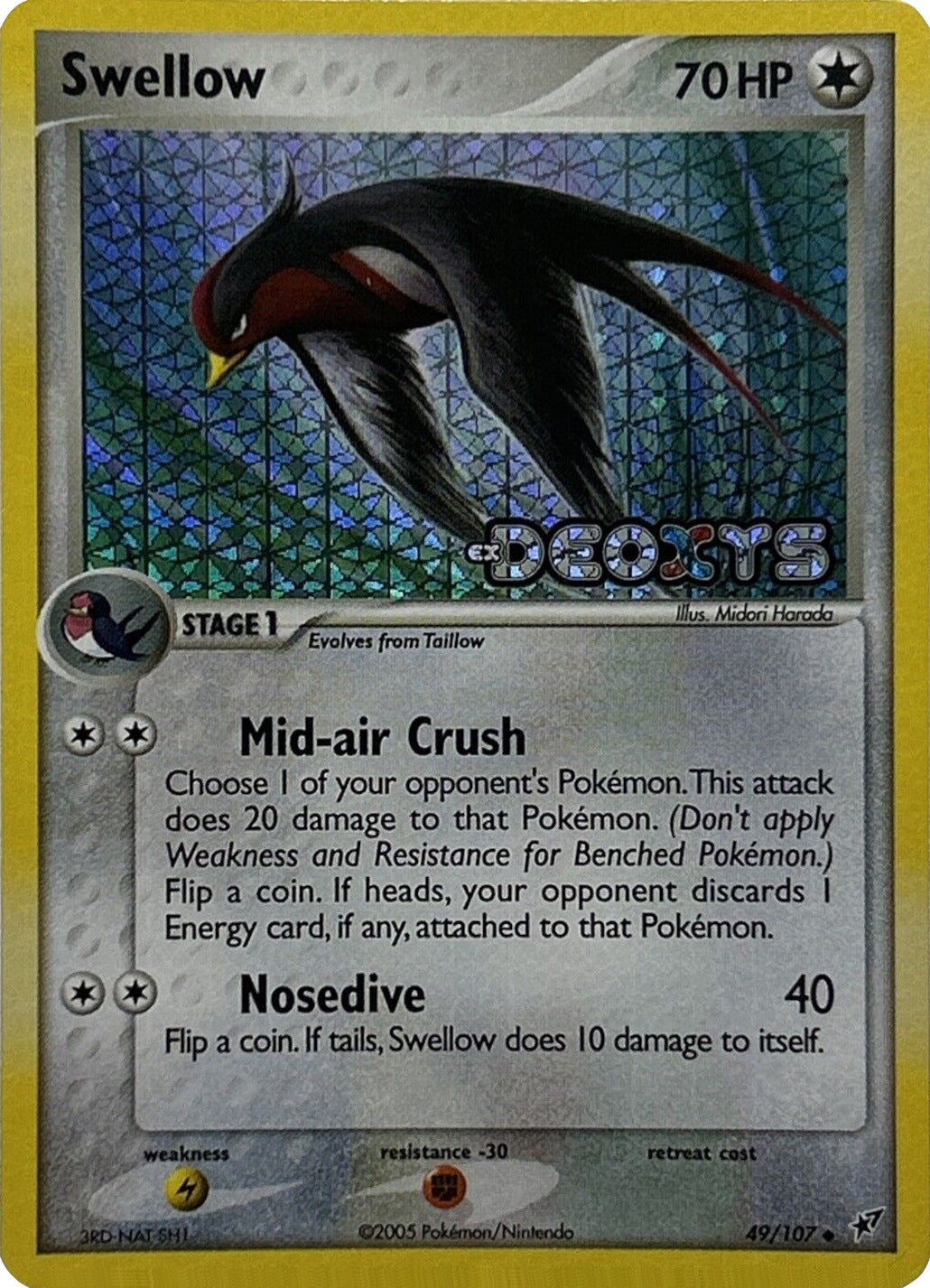 Swellow (49/107) (Stamped) [EX: Deoxys] | Exor Games Truro