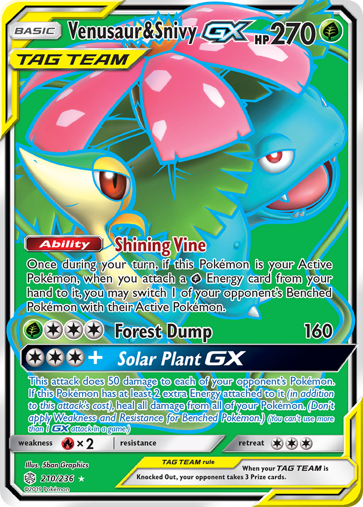 Venusaur & Snivy GX (210/236) [Sun & Moon: Cosmic Eclipse] | Exor Games Truro