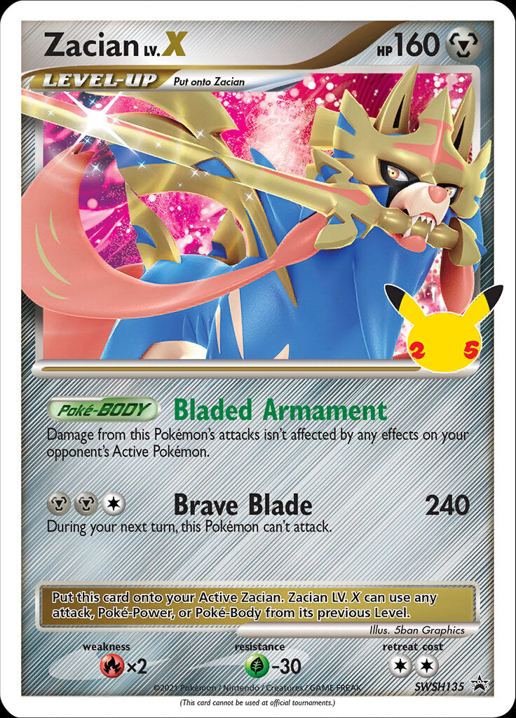 Zacian LV.X (SWSH135) (Celebrations) [Sword & Shield: Black Star Promos] | Exor Games Truro